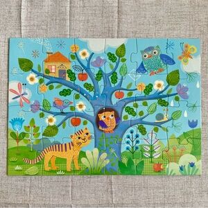 DJECO Colorful Puzzle Tree, Owls, Butterfly, Bird, Cat 24 Pieces in Owl Box 3+